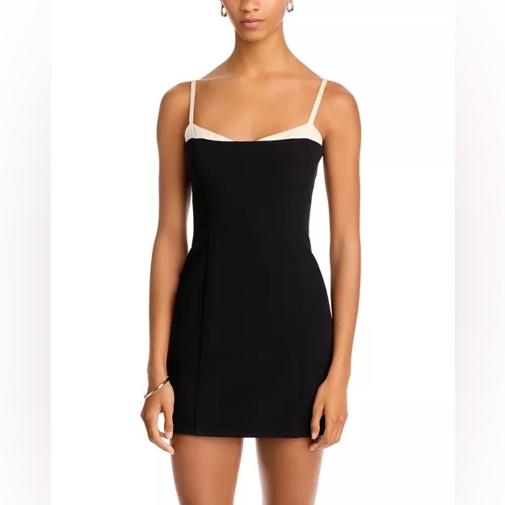 NWT French Connection Azra Contrast Trim Mini Dress Black Sz 12